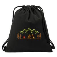 Camping Site Tent Trees Mountain Minimalistic Camp Drawstring Bag