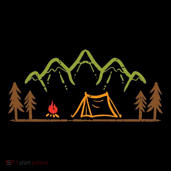 Camping Site Tent Trees Mountain Minimalistic Camp Bag
