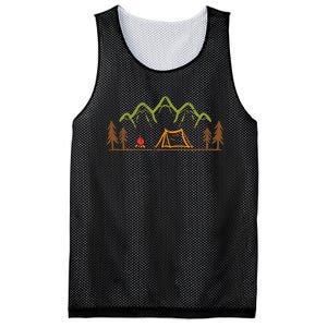 Camping Site Tent Trees Mountain Minimalistic Camp Mesh Reversible Basketball Jersey Tank