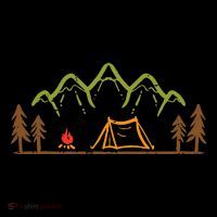 Camping Site Tent Trees Mountain Minimalistic Camp Magnet