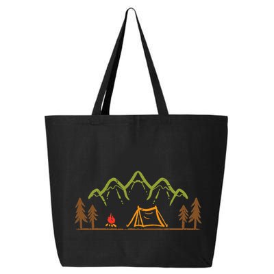 Camping Site Tent Trees Mountain Minimalistic Camp 25L Jumbo Tote