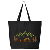 Camping Site Tent Trees Mountain Minimalistic Camp 25L Jumbo Tote