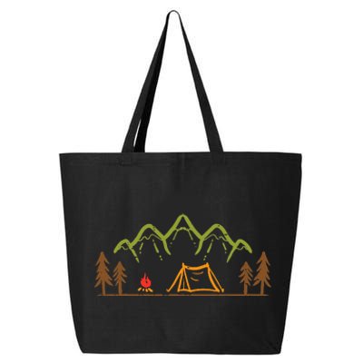 Camping Site Tent Trees Mountain Minimalistic Camp 25L Jumbo Tote