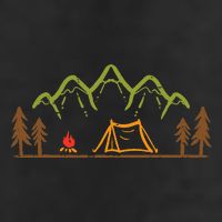 Camping Site Tent Trees Mountain Minimalistic Camp 25L Jumbo Tote