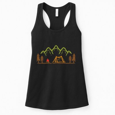Camping Site Tent Trees Mountain Minimalistic Camp Womens Tank Top