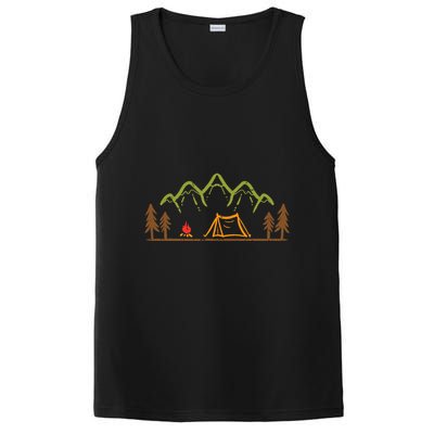 Camping Site Tent Trees Mountain Minimalistic Camp PosiCharge Competitor Tank