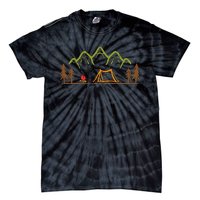 Camping Site Tent Trees Mountain Minimalistic Camp Tie-Dye T-Shirt