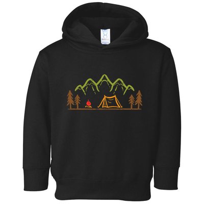 Camping Site Tent Trees Mountain Minimalistic Camp Toddler Hoodie