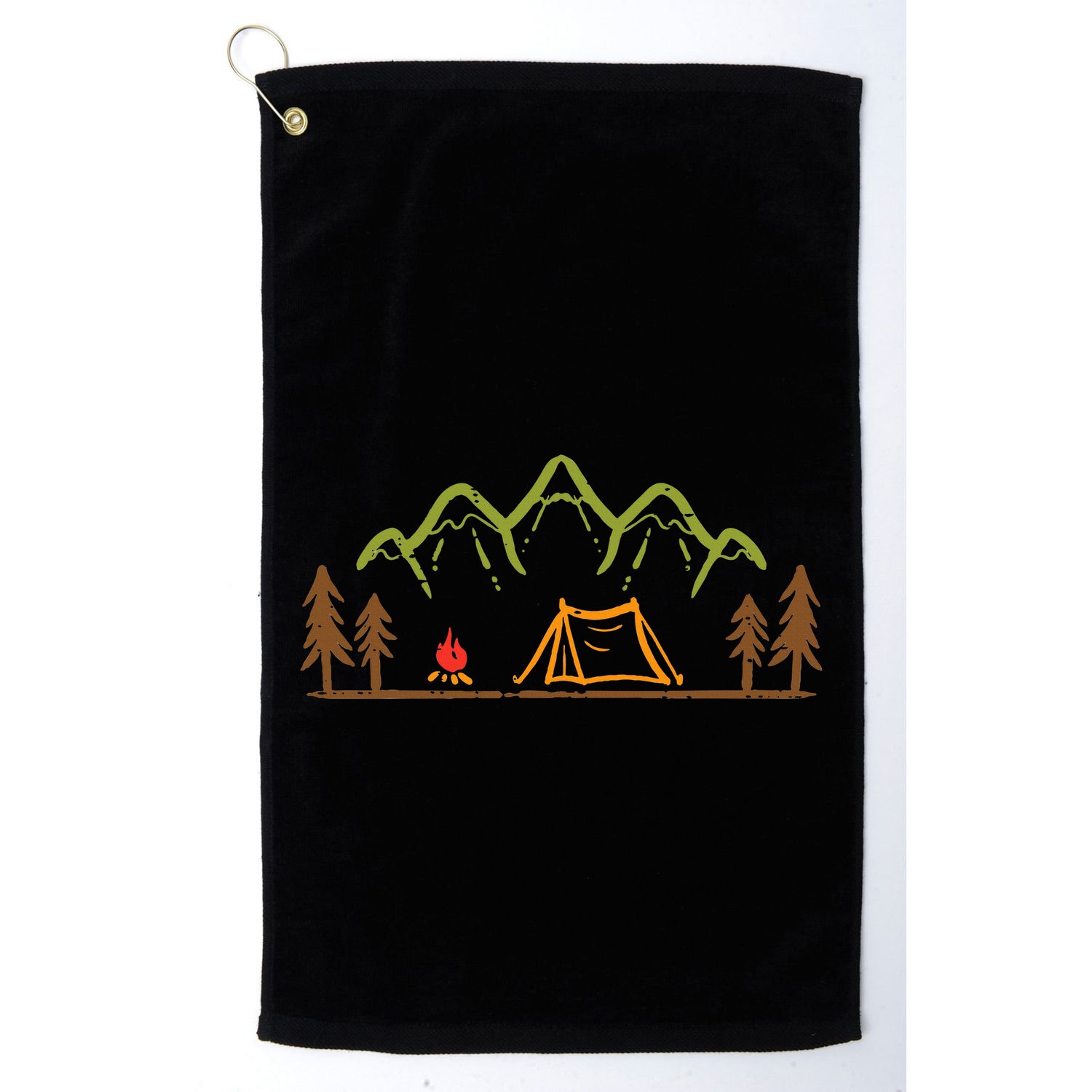 Camping Site Tent Trees Mountain Minimalistic Camp Golf Towel