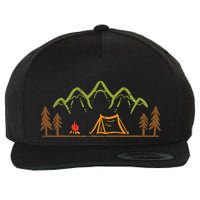 Camping Site Tent Trees Mountain Minimalistic Camp Wool Snapback Cap