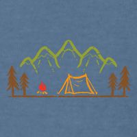 Camping Site Tent Trees Mountain Minimalistic Camp Garment-Dyed Sweatshirt