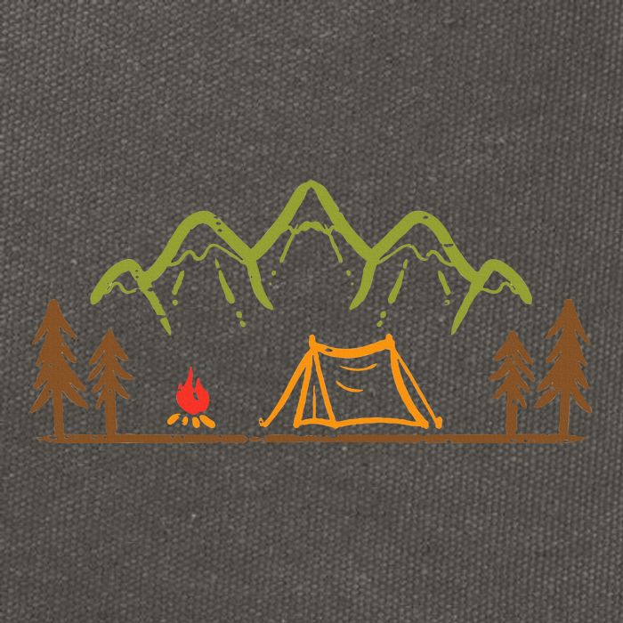 Camping Site Tent Trees Mountain Minimalistic Camp Cotton Canvas Backpack