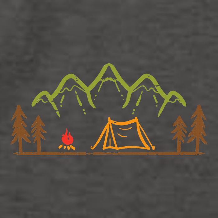 Camping Site Tent Trees Mountain Minimalistic Camp Vector Backpack