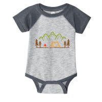 Camping Site Tent Trees Mountain Minimalistic Camp Infant Baby Jersey Bodysuit