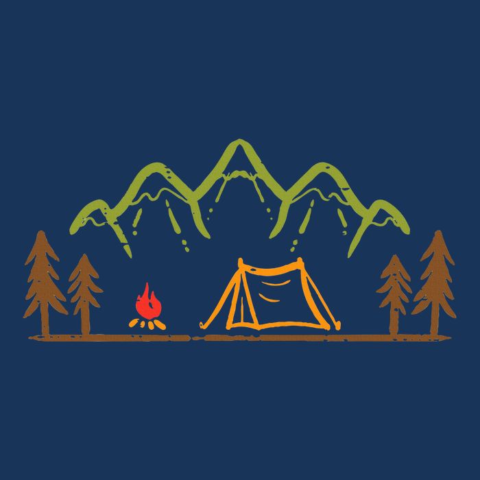 Camping Site Tent Trees Mountain Minimalistic Camp Infant Baby Jersey Bodysuit
