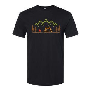 Camping Site Tent Trees Mountain Minimalistic Camp Softstyle CVC T-Shirt