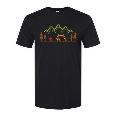 Camping Site Tent Trees Mountain Minimalistic Camp Softstyle® CVC T-Shirt