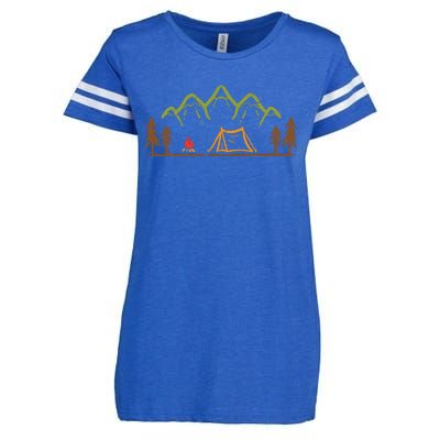 Camping Site Tent Trees Mountain Minimalistic Camp Enza Ladies Jersey Football T-Shirt