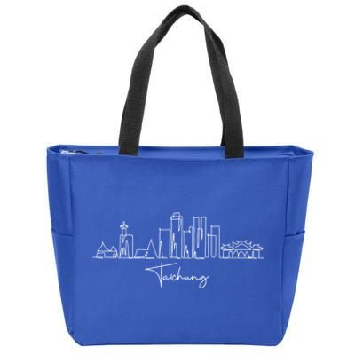 City Skyline Travel Souvenir Tourist Taiwan Taichung Gift Zip Tote Bag