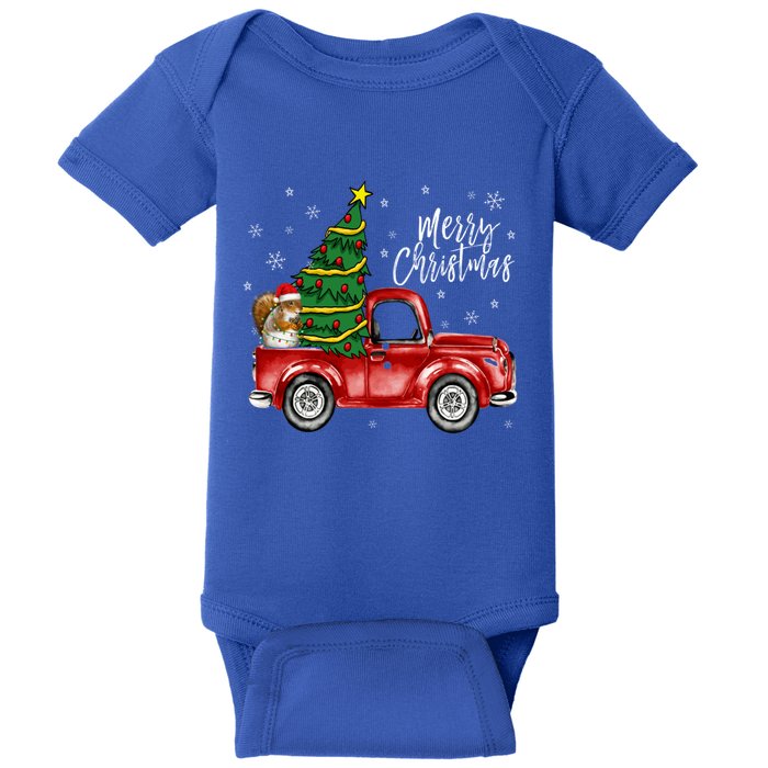 Cute Squirrel Truck Merry Christmas Squirrel Lover Xmas Meaningful Gift Baby Bodysuit