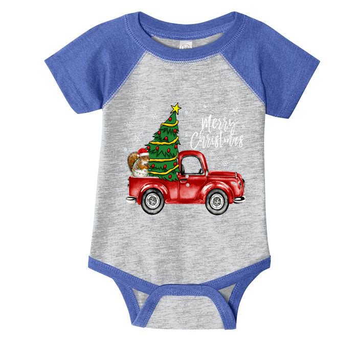 Cute Squirrel Truck Merry Christmas Squirrel Lover Xmas Meaningful Gift Infant Baby Jersey Bodysuit