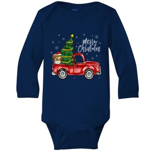 Cute Squirrel Truck Merry Christmas Squirrel Lover Xmas Meaningful Gift Baby Long Sleeve Bodysuit