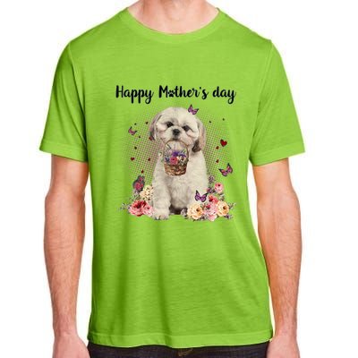 Cute Shih Tzu Mom Flower Happy Mother's Day Love Dog Adult ChromaSoft Performance T-Shirt