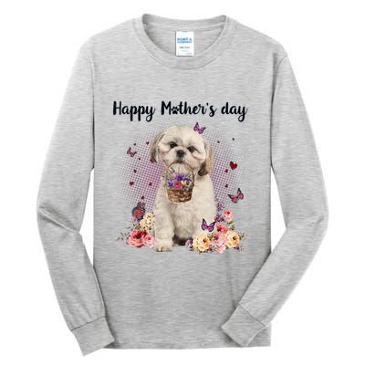 Cute Shih Tzu Mom Flower Happy Mother's Day Love Dog Tall Long Sleeve T-Shirt