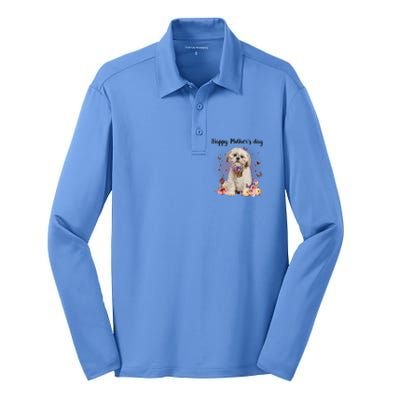 Cute Shih Tzu Mom Flower Happy Mother's Day Love Dog Silk Touch Performance Long Sleeve Polo