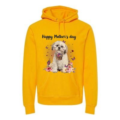 Cute Shih Tzu Mom Flower Happy Mother's Day Love Dog Premium Hoodie