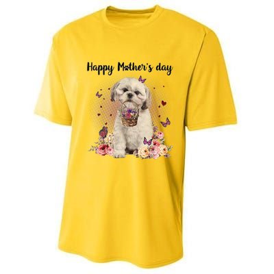 Cute Shih Tzu Mom Flower Happy Mother's Day Love Dog Performance Sprint T-Shirt