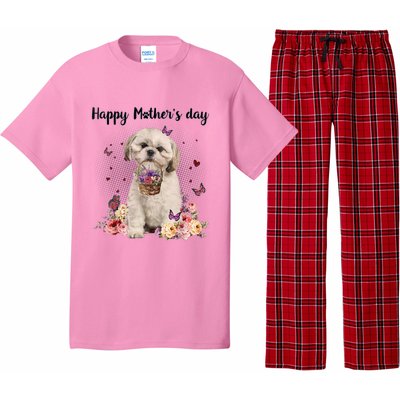 Cute Shih Tzu Mom Flower Happy Mother's Day Love Dog Pajama Set