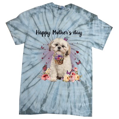 Cute Shih Tzu Mom Flower Happy Mother's Day Love Dog Tie-Dye T-Shirt