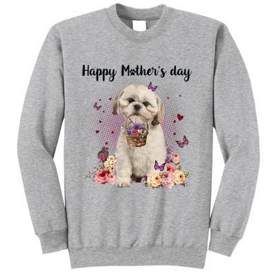 Cute Shih Tzu Mom Flower Happy Mother's Day Love Dog Sweatshirt