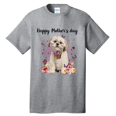 Cute Shih Tzu Mom Flower Happy Mother's Day Love Dog Tall T-Shirt