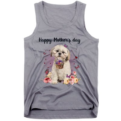 Cute Shih Tzu Mom Flower Happy Mother's Day Love Dog Tank Top