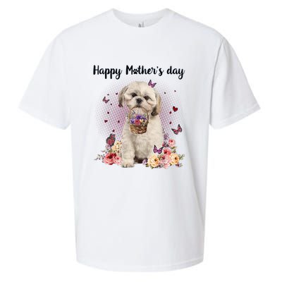 Cute Shih Tzu Mom Flower Happy Mother's Day Love Dog Sueded Cloud Jersey T-Shirt