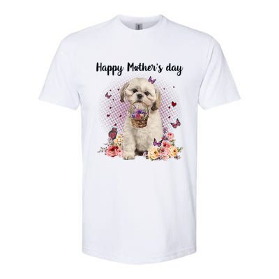 Cute Shih Tzu Mom Flower Happy Mother's Day Love Dog Softstyle CVC T-Shirt