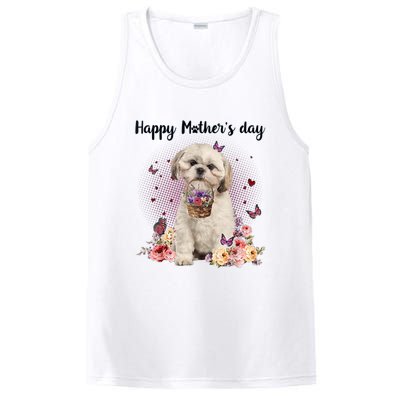 Cute Shih Tzu Mom Flower Happy Mother's Day Love Dog PosiCharge Competitor Tank