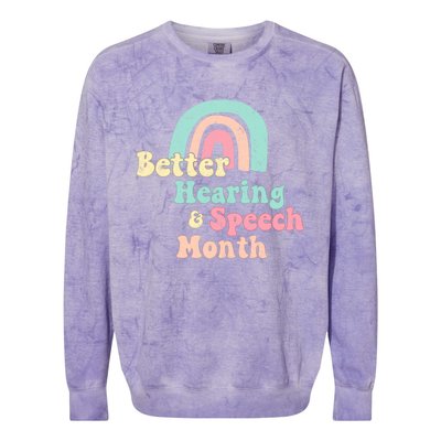 Cute Speech Therapist Gift Slp May Is Hearing And Speech Month Gift Colorblast Crewneck Sweatshirt