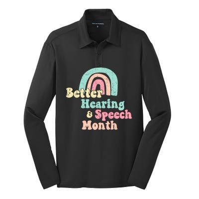 Cute Speech Therapist Gift Slp May Is Hearing And Speech Month Gift Silk Touch Performance Long Sleeve Polo