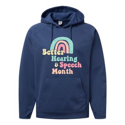 Cute Speech Therapist Gift Slp May Is Hearing And Speech Month Gift Performance Fleece Hoodie