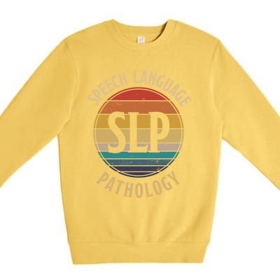 Cute Speech Therapist Gift Slp Speech Retro Vintage Sunset Gift Premium Crewneck Sweatshirt