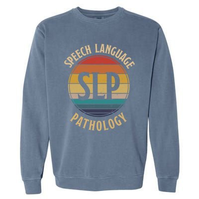 Cute Speech Therapist Gift Slp Speech Retro Vintage Sunset Gift Garment-Dyed Sweatshirt