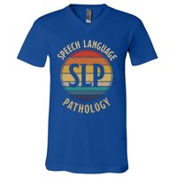 Cute Speech Therapist Gift Slp Speech Retro Vintage Sunset Gift V-Neck T-Shirt