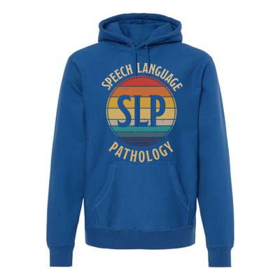 Cute Speech Therapist Gift Slp Speech Retro Vintage Sunset Gift Premium Hoodie