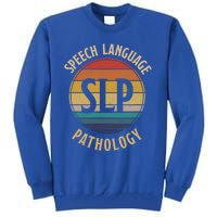 Cute Speech Therapist Gift Slp Speech Retro Vintage Sunset Gift Tall Sweatshirt