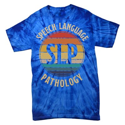 Cute Speech Therapist Gift Slp Speech Retro Vintage Sunset Gift Tie-Dye T-Shirt