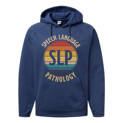 Cute Speech Therapist Gift Slp Speech Retro Vintage Sunset Gift Performance Fleece Hoodie