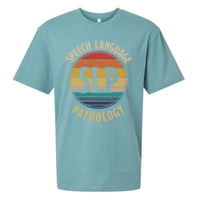 Cute Speech Therapist Gift Slp Speech Retro Vintage Sunset Gift Sueded Cloud Jersey T-Shirt